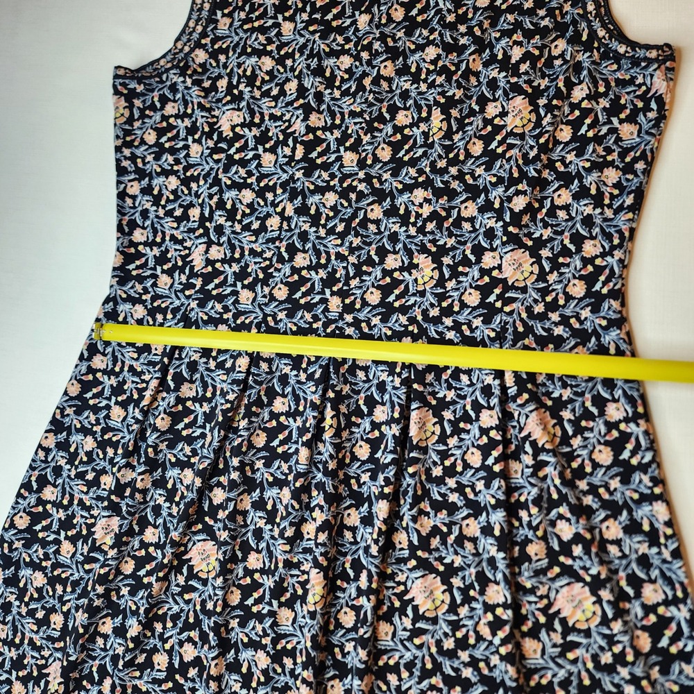 Max Studio Navy Floral Midi Dress with Pink and Light Blue Accents - Picture 9 of 10